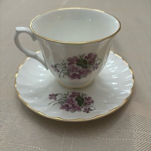 Vintage Violet antique Fine Bone China Crown Trent tea cup and saucer